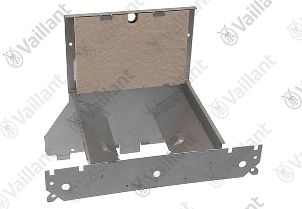 Vaillant Metallbauteil mit Isoliermaterial, offene Konstruktion, geeignet für die Montage in Heizungsanlagen.